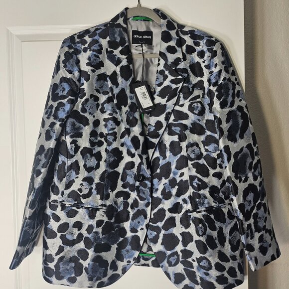 Giorgio Armani Leopard Printed Single-Breasted Blazer  3WHGG118T047D PZ01 - Picture 8 of 10